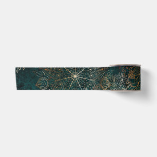 Elegantes Gold und Aquamarines Mandala-Muster Satinband