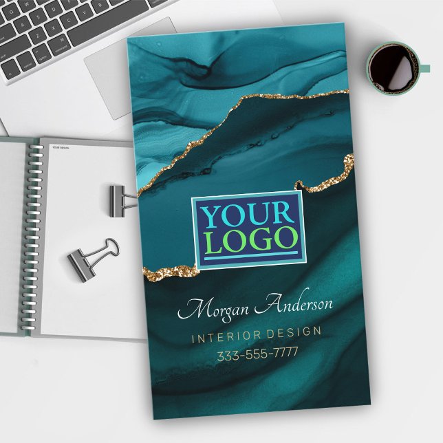 Elegantes Gold und Aquamarines Tor, Ihr Logo Beruf Visitenkarte (Von Creator hochgeladen)