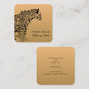 Elegantes Gold und Black Jaguar Square Business Ca Quadratische Visitenkarte