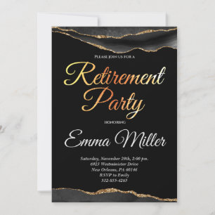 Elegantes Gold- und Black Rentirement-Party Einladung