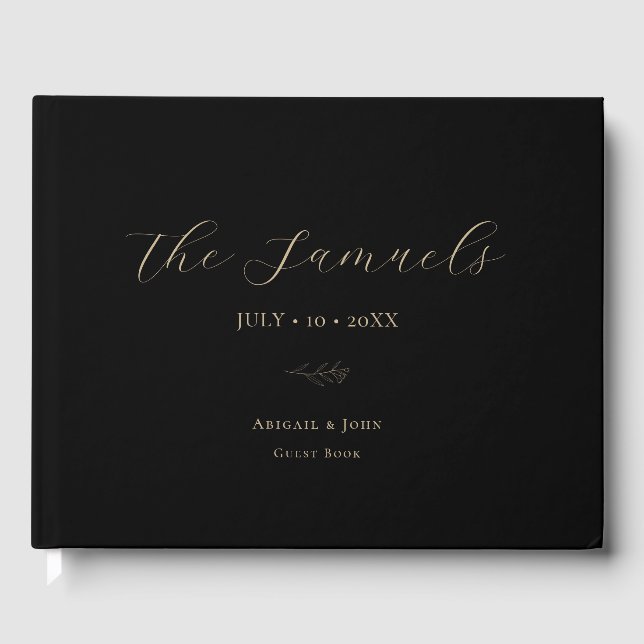 Elegantes Gold und Black Wedding Gästebuch (Vorderseite)