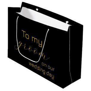 Elegantes Gold- und Black Wedding Groom Personalis Große Geschenktüte