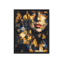 Elegantes Gold- und Blau-Mosaik-Frauenporträt - Ab