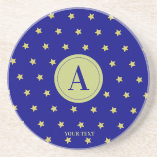 Elegantes Gold- und Blau-Sternmuster-Monogramm Getränkeuntersetzer