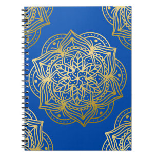 Elegantes Gold und Blue Mandala Muster Notizblock