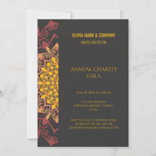 Elegantes Gold und braune Wohltätigkeit Gala Party Einladung