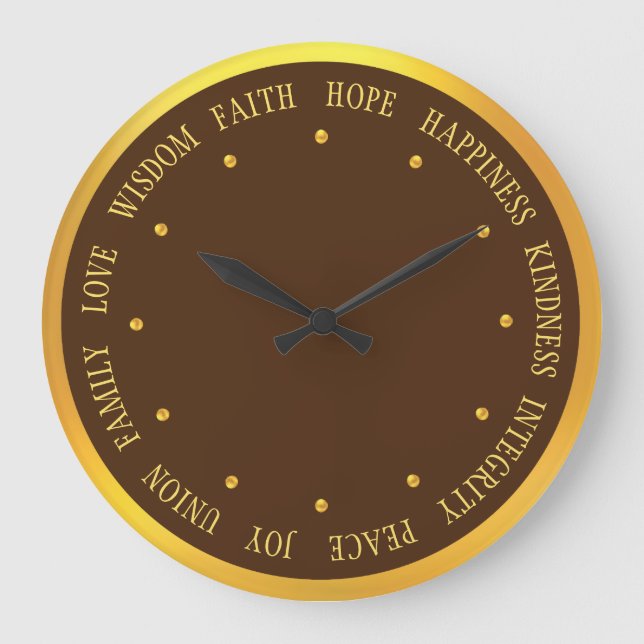 Elegantes Gold und braunes Vibes Große Wanduhr (Vorderseite)