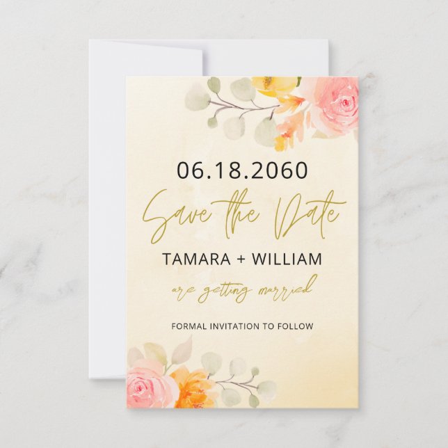 Elegantes Gold und Creme Save The Date (Vorderseite)