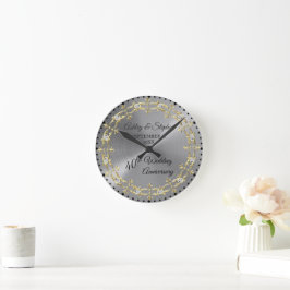 Elegantes Gold und Diamanten zum 40. Jahrestag der Runde Wanduhr