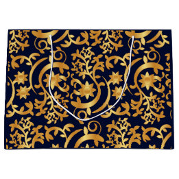 Elegantes Gold und Dunkelblau Große Geschenktüte