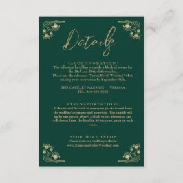 Elegantes Gold und Grün Art Deco Begleitkarte