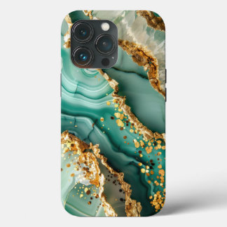 Elegantes Gold und grüner Marmor Case-Mate iPhone Hülle