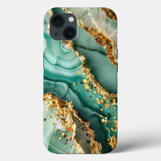 Elegantes Gold und grüner Marmor Case-Mate iPhone Hülle