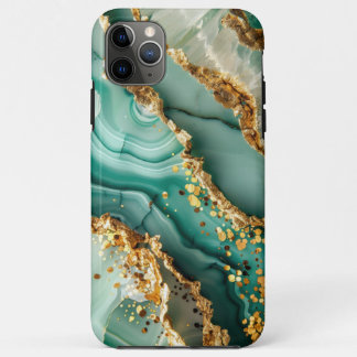 Elegantes Gold und grüner Marmor Case-Mate iPhone Hülle