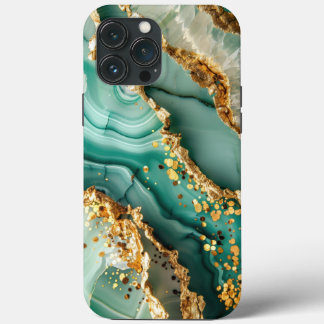 Elegantes Gold und grüner Marmor Case-Mate iPhone Hülle