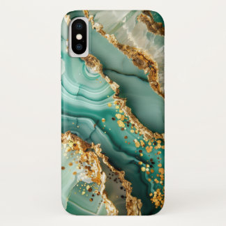 Elegantes Gold und grüner Marmor Case-Mate iPhone Hülle
