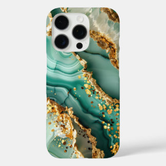 Elegantes Gold und grüner Marmor iPhone 16 Pro Hülle