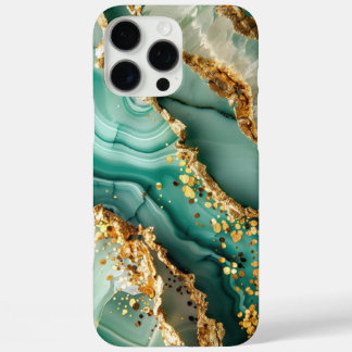 Elegantes Gold und grüner Marmor iPhone 16 Pro Max Hülle