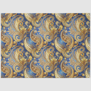 Elegantes Gold und königsblaues Paisley Seidenpapier