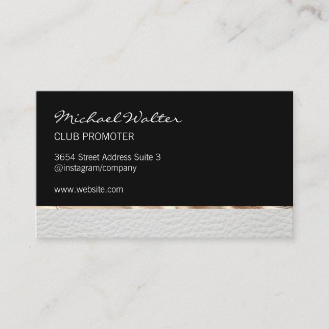 Elegantes Gold und Ledertrimm Visitenkarte (Vorderseite)