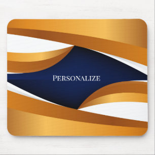 Elegantes Gold- und Marineblau abstraktes Wellenmu Mousepad