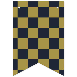 Elegantes Gold- und Marineblau kariertes Muster Wimpelkette