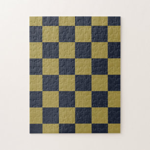 Elegantes Gold- und Navy-Blue-Checkered-Muster