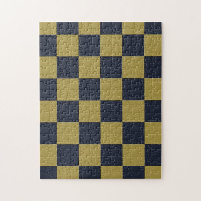 Elegantes Gold- und Navy-Blue-Checkered-Muster (Vertikal)