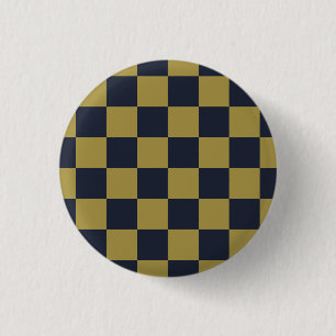Elegantes Gold- und Navy-Blue-Checkered-Muster Button