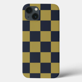 Elegantes Gold- und Navy-Blue-Checkered-Muster Case-Mate iPhone Hülle