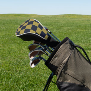 Elegantes Gold- und Navy-Blue-Checkered-Muster Golf Headcover