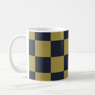 Elegantes Gold- und Navy-Blue-Checkered-Muster Kaffeetasse