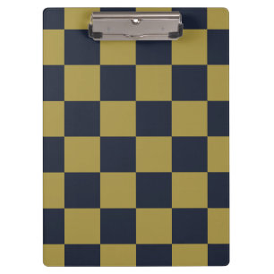 Elegantes Gold- und Navy-Blue-Checkered-Muster Klemmbrett