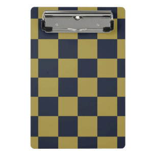 Elegantes Gold- und Navy-Blue-Checkered-Muster Mini Klemmbrett