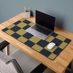 Elegantes Gold- und Navy-Blue-Checkered-Muster Schreibtischunterlage