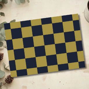Elegantes Gold- und Navy-Blue-Checkered-Muster Seidenpapier