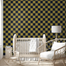 Elegantes Gold- und Navy-Blue-Checkered-Muster