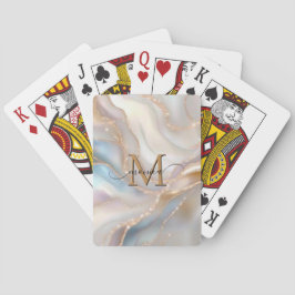 Elegantes Gold- und Perlmutt-Monogramm Namensperso Spielkarten