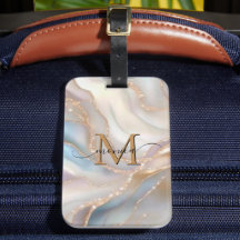 Elegantes Gold- und Perlmutt-Monogramm-Namensschil
