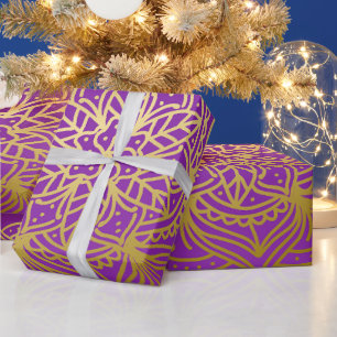 Elegantes Gold und Purpel Mandala Muster Geschenkpapier