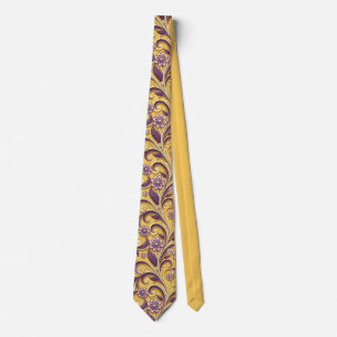Elegantes Gold- und Purpur-Blumenrankenmuster Chic Krawatte