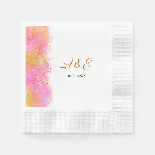 Elegantes Gold und rosa Papier Napkin Serviette (Vorderseite)