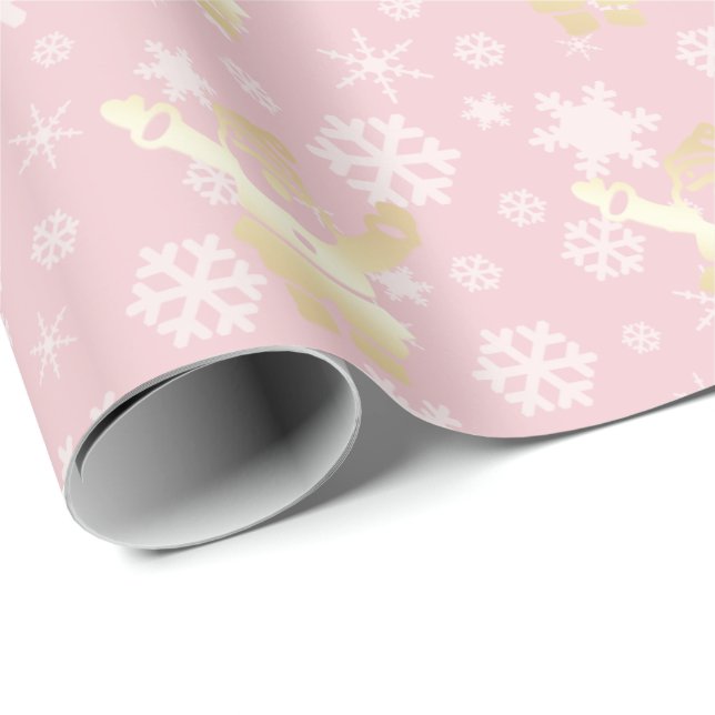 Elegantes Gold und rosa Weihnachtsgeschenk Geschenkpapier (Rolleneckpunkt)
