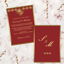Elegantes Gold und Rote Hochzeit