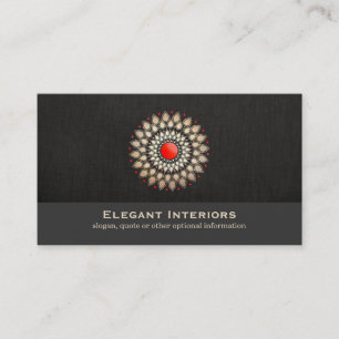Elegantes Gold und rotes Motiv Innenarchitekten Ch Visitenkarte