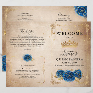 Elegantes Gold und Royal Blue Quinceanera Programm