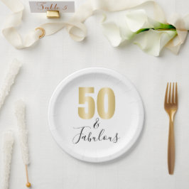 Elegantes Gold und schwarz 50 und fabelhaft Pappteller