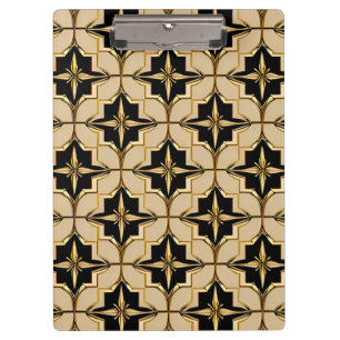 Elegantes Gold- und Schwarz-Geometrisches Muster Klemmbrett