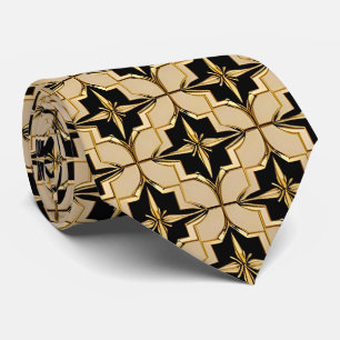 Elegantes Gold- und Schwarz-Geometrisches Muster Krawatte