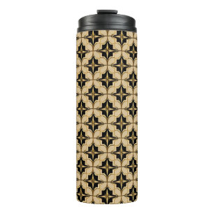 Elegantes Gold- und Schwarz-Geometrisches Muster Thermosbecher